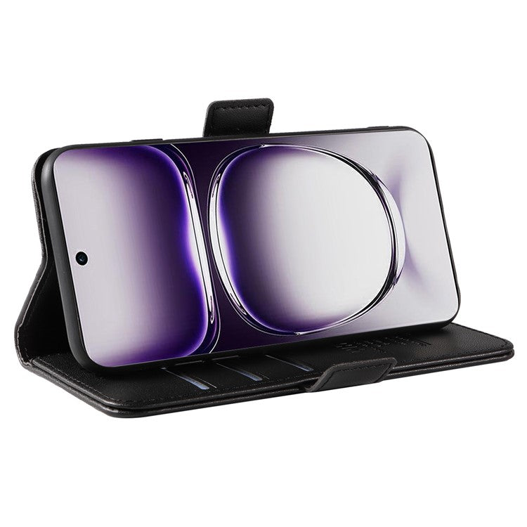YIKATU YK-003 For Oppo Reno12 5G (Global) Case Wallet Stand Leather Phone Cover Side Buckle - Black
