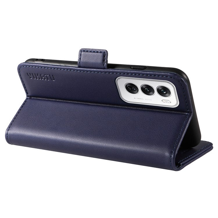 YIKATU YK-003 For Oppo Reno12 5G (Global) Case Wallet Stand Leather Phone Cover Side Buckle - Sapphire