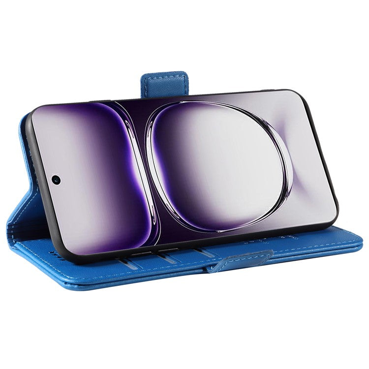 YIKATU YK-003 For Oppo Reno12 5G (Global) Case Wallet Stand Leather Phone Cover Side Buckle - Sky Blue