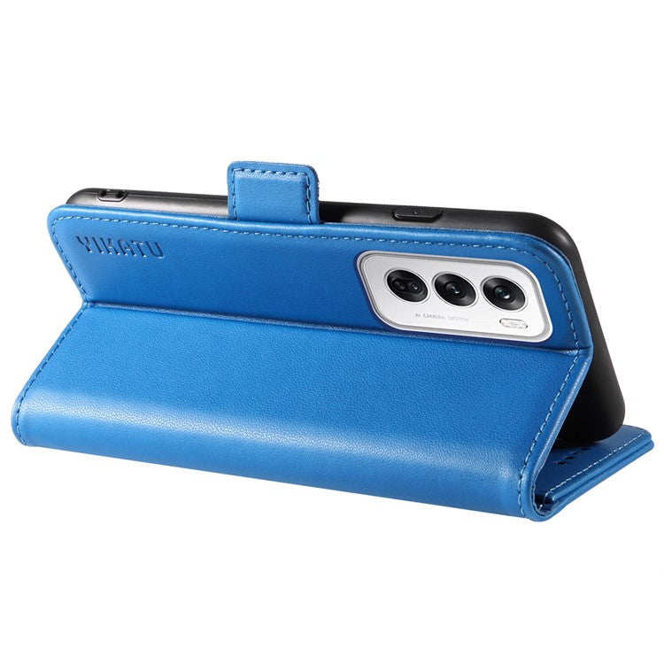 YIKATU YK-003 For Oppo Reno12 5G (Global) Case Wallet Stand Leather Phone Cover Side Buckle - Sky Blue