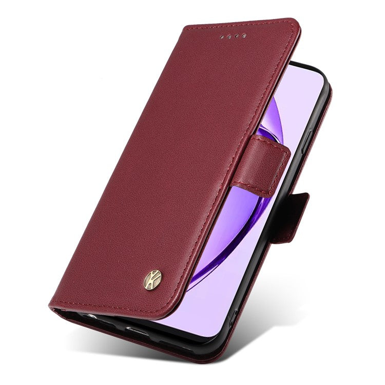 YIKATU YK-003 For Oppo A3 Pro (Global) 5G Case Wallet Stand Leather Phone Cover Side Buckle - Wine Red