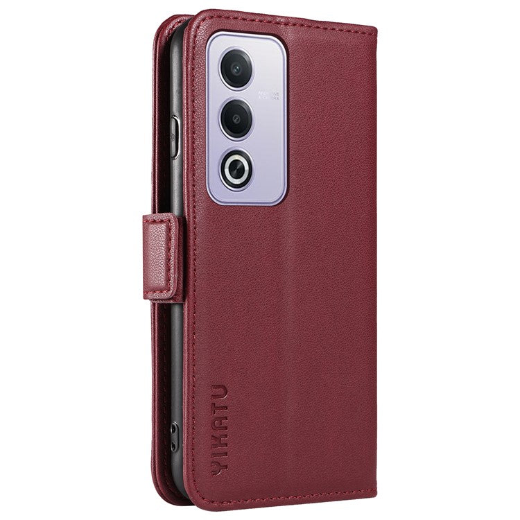 YIKATU YK-003 For Oppo A3 Pro (Global) 5G Case Wallet Stand Leather Phone Cover Side Buckle - Wine Red