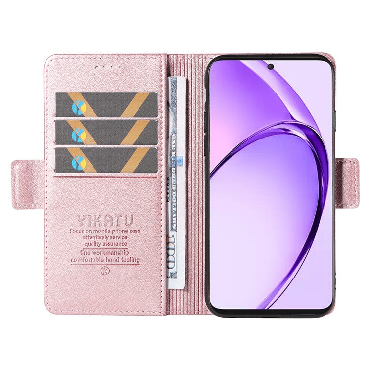 YIKATU YK-003 For Oppo A3 Pro (Global) 5G Case Wallet Stand Leather Phone Cover Side Buckle - Rose Gold