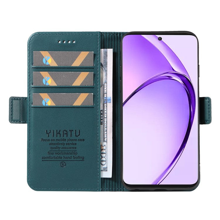 YIKATU YK-003 For Oppo A3 Pro (Global) 5G Case Wallet Stand Leather Phone Cover Side Buckle - Green