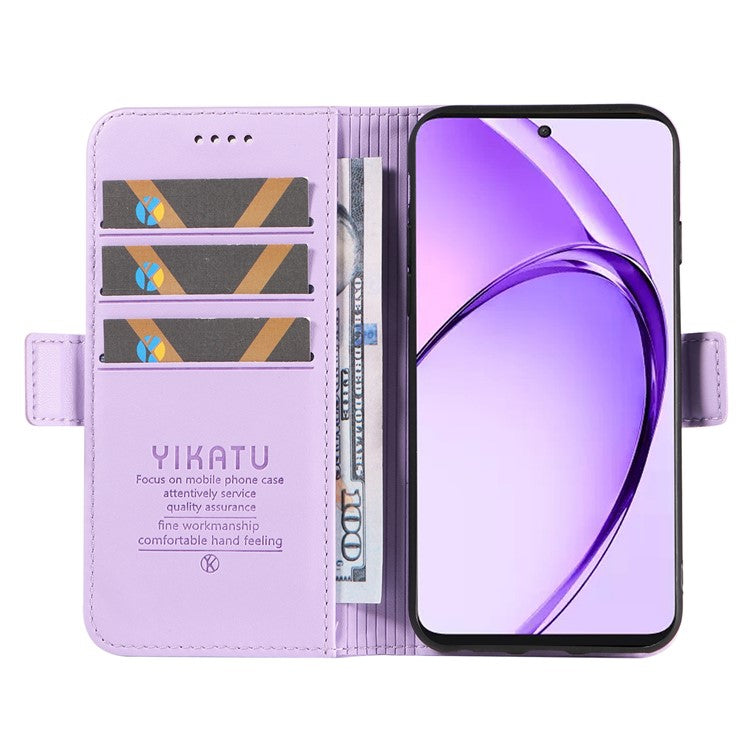 YIKATU YK-003 For Oppo A3 Pro (Global) 5G Case Wallet Stand Leather Phone Cover Side Buckle - Light Purple