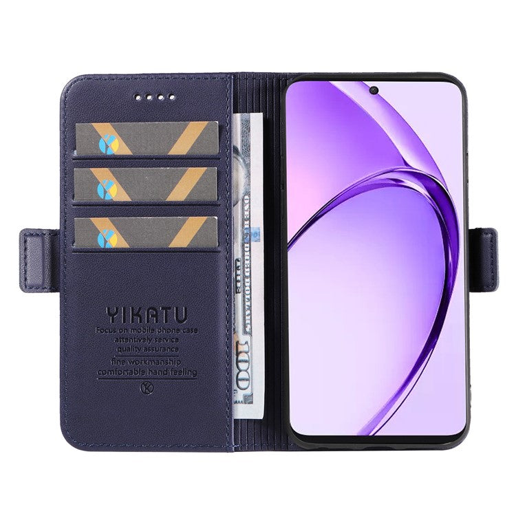 YIKATU YK-003 For Oppo A3 Pro (Global) 5G Case Wallet Stand Leather Phone Cover Side Buckle - Sapphire