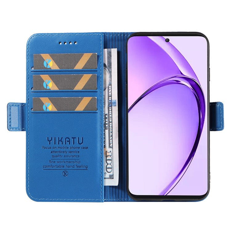 YIKATU YK-003 For Oppo A3 Pro (Global) 5G Case Wallet Stand Leather Phone Cover Side Buckle - Sky Blue