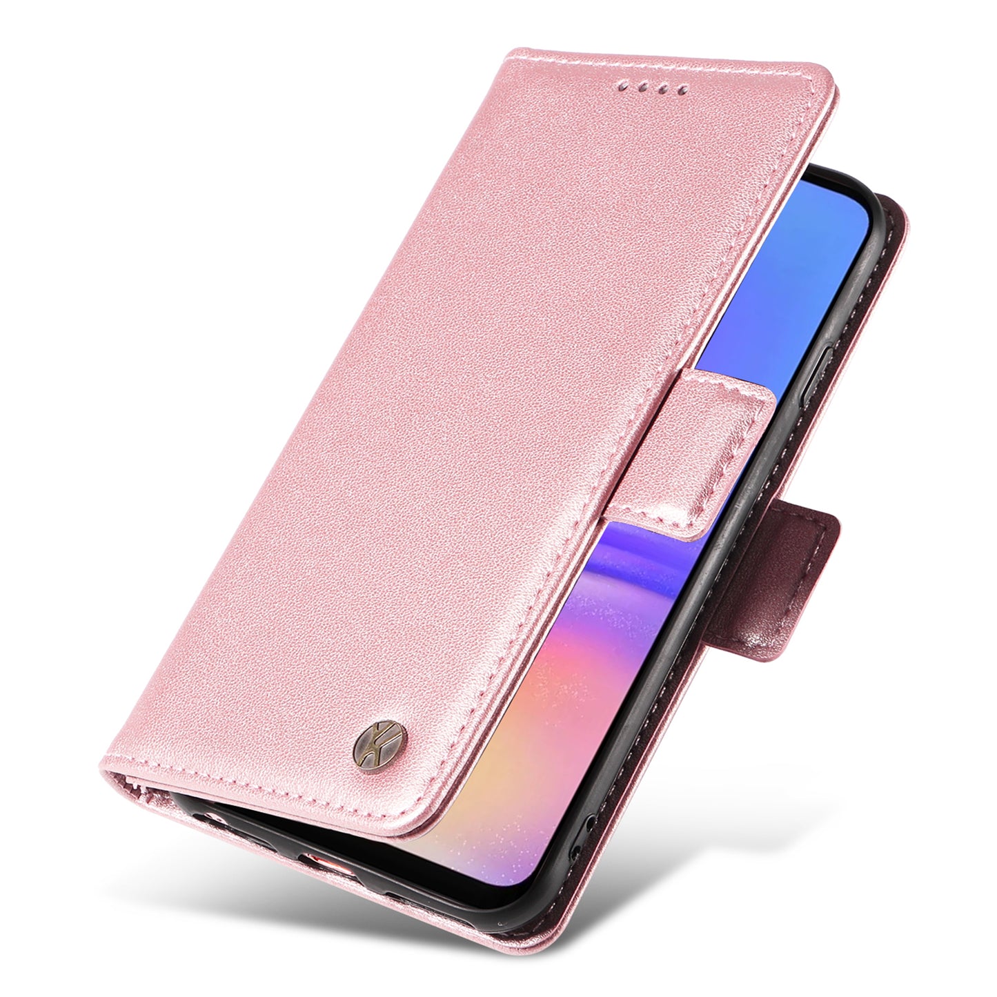 YIKATU YK-003 For Samsung Galaxy A06 Case Wallet Stand Leather Phone Cover Side Buckle - Rose Gold