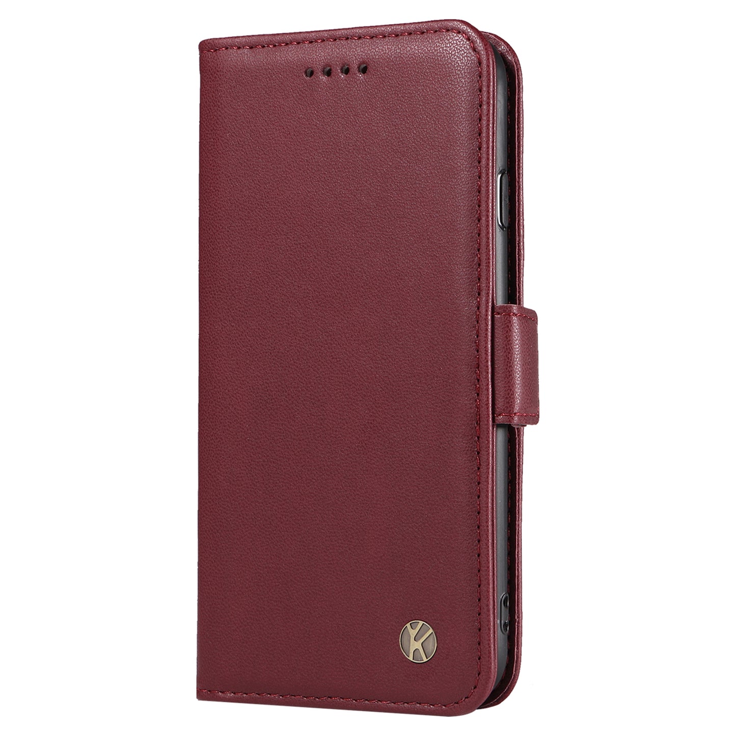 YIKATU YK-003 For Samsung Galaxy A06 Case Wallet Stand Leather Phone Cover Side Buckle - Wine Red
