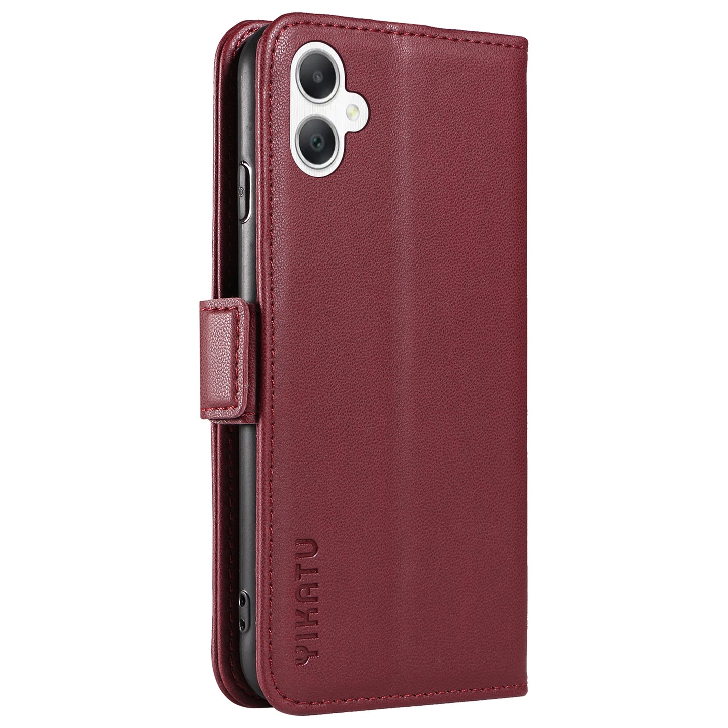 YIKATU YK-003 For Samsung Galaxy A06 Case Wallet Stand Leather Phone Cover Side Buckle - Wine Red
