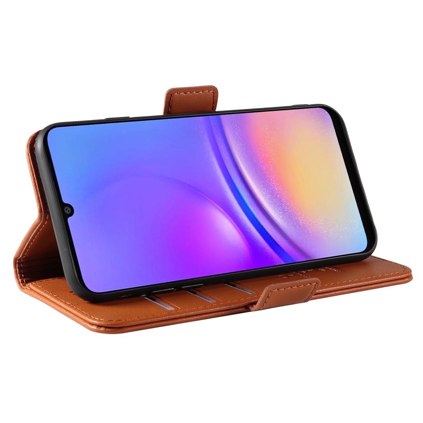 YIKATU YK-003 For Samsung Galaxy A06 Case Wallet Stand Leather Phone Cover Side Buckle - Brown