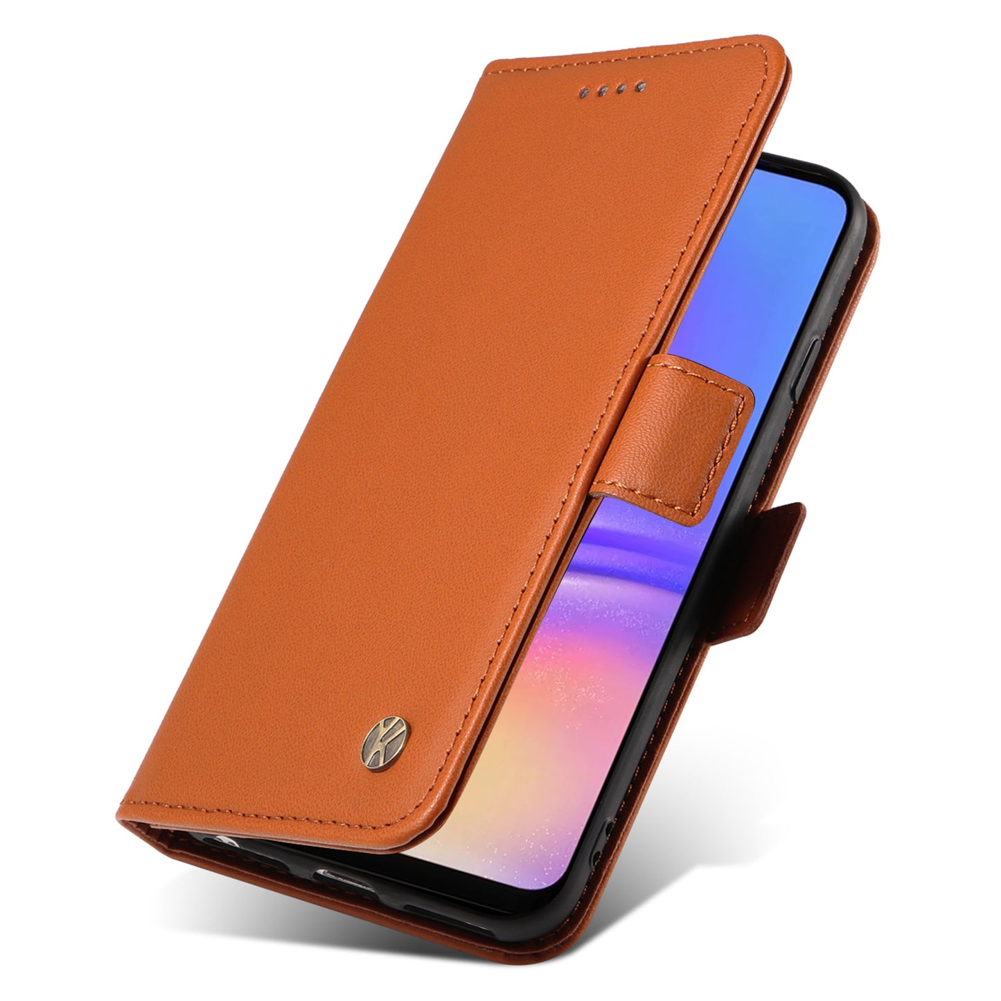 YIKATU YK-003 For Samsung Galaxy A06 Case Wallet Stand Leather Phone Cover Side Buckle - Brown