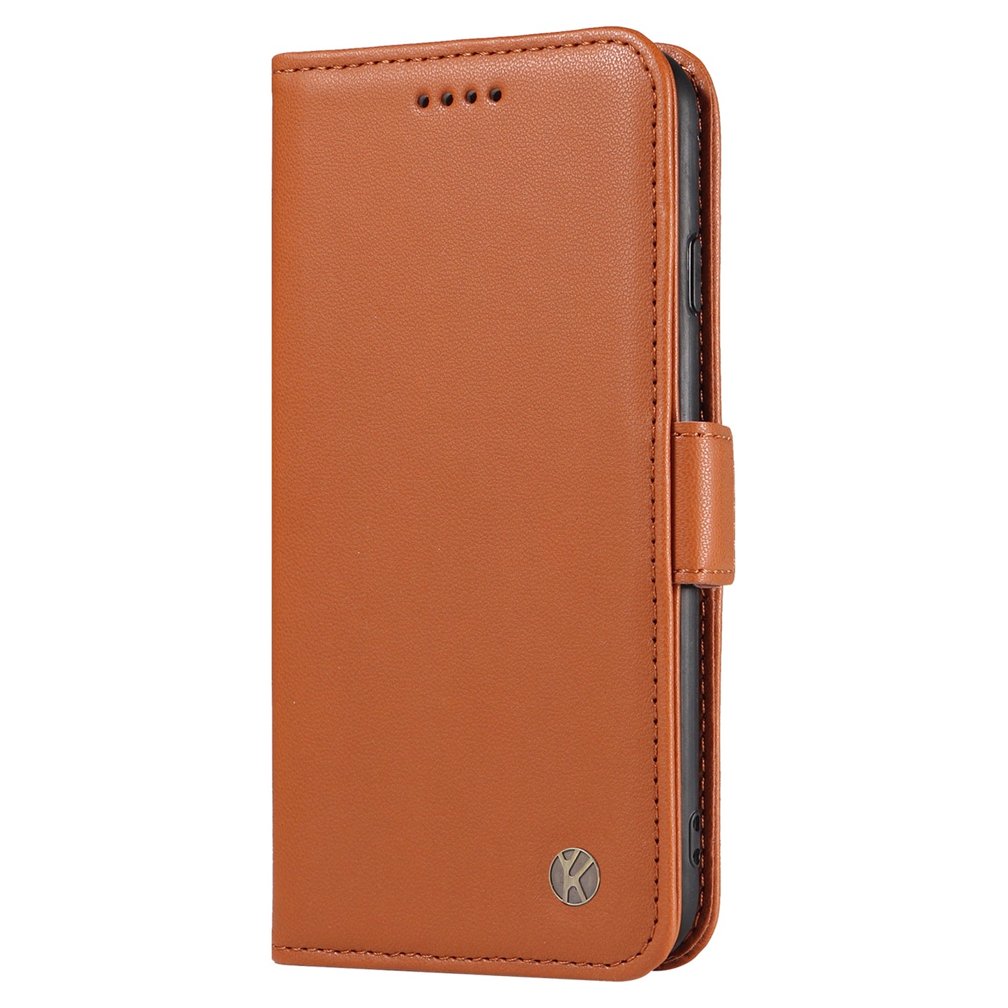 YIKATU YK-003 For Samsung Galaxy A06 Case Wallet Stand Leather Phone Cover Side Buckle - Brown