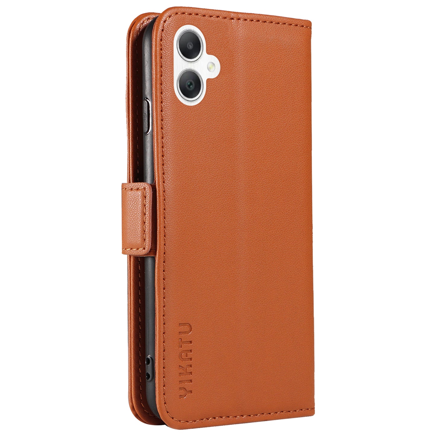 YIKATU YK-003 For Samsung Galaxy A06 Case Wallet Stand Leather Phone Cover Side Buckle - Brown