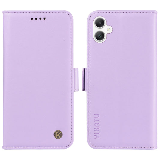 YIKATU YK-003 For Samsung Galaxy A06 Case Wallet Stand Leather Phone Cover Side Buckle - Light Purple