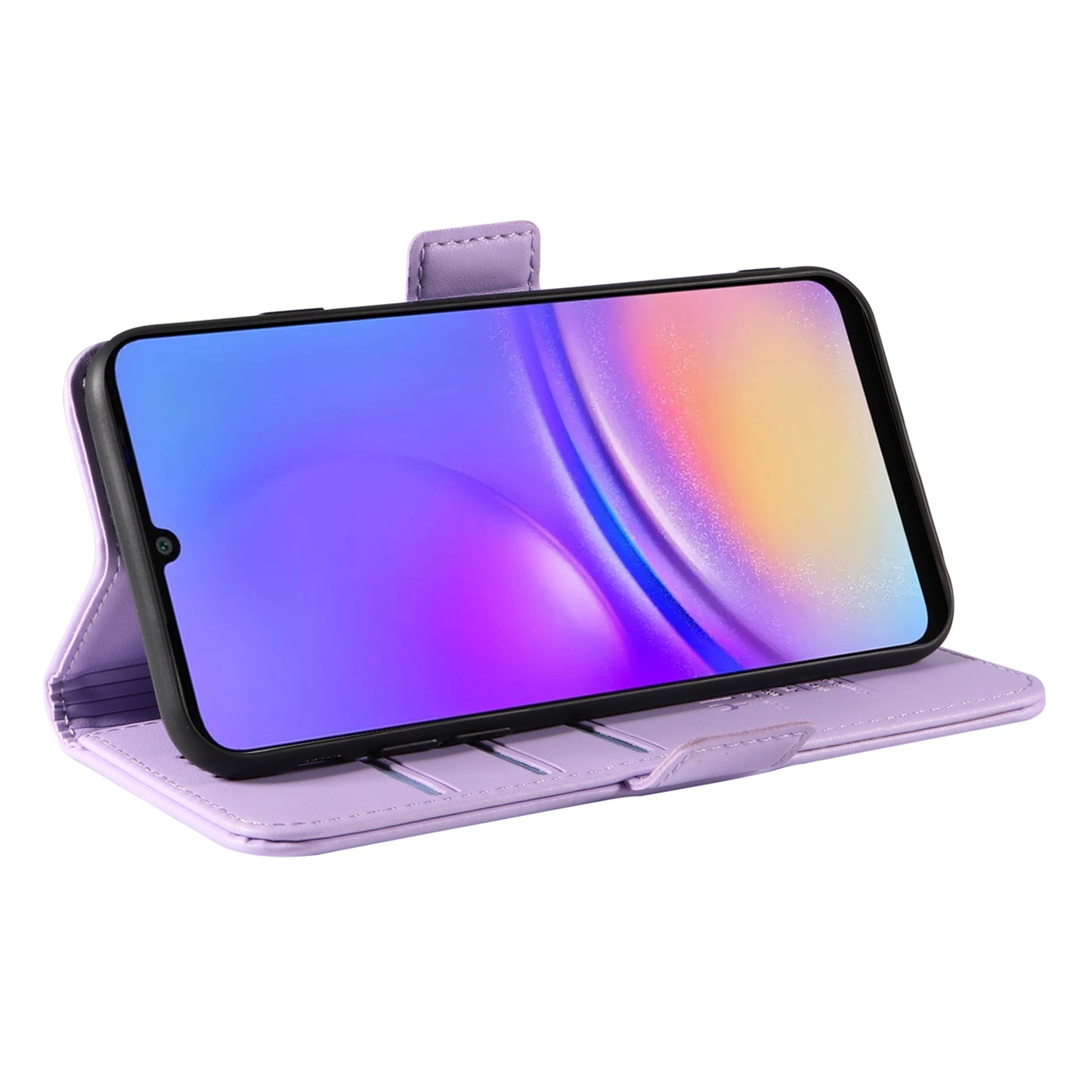 YIKATU YK-003 For Samsung Galaxy A06 Case Wallet Stand Leather Phone Cover Side Buckle - Light Purple
