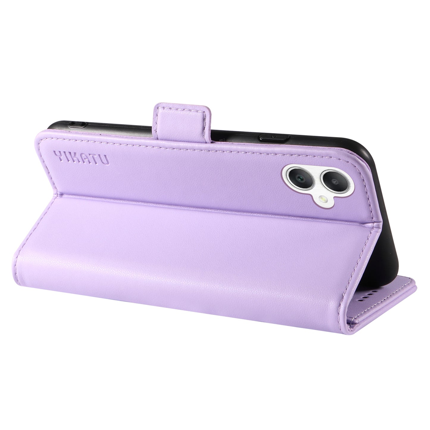 YIKATU YK-003 For Samsung Galaxy A06 Case Wallet Stand Leather Phone Cover Side Buckle - Light Purple
