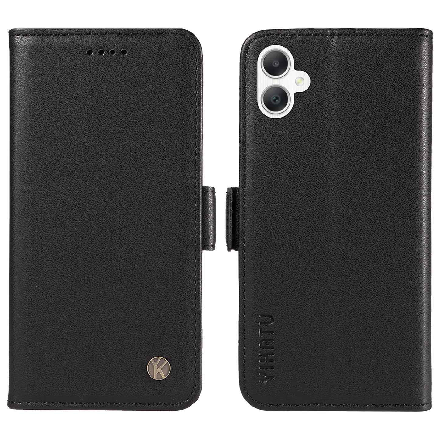 YIKATU YK-003 For Samsung Galaxy A06 Case Wallet Stand Leather Phone Cover Side Buckle - Black