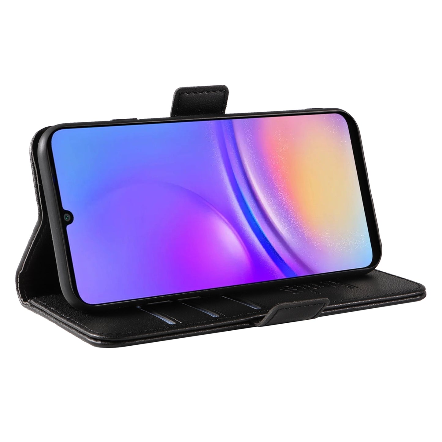 YIKATU YK-003 For Samsung Galaxy A06 Case Wallet Stand Leather Phone Cover Side Buckle - Black