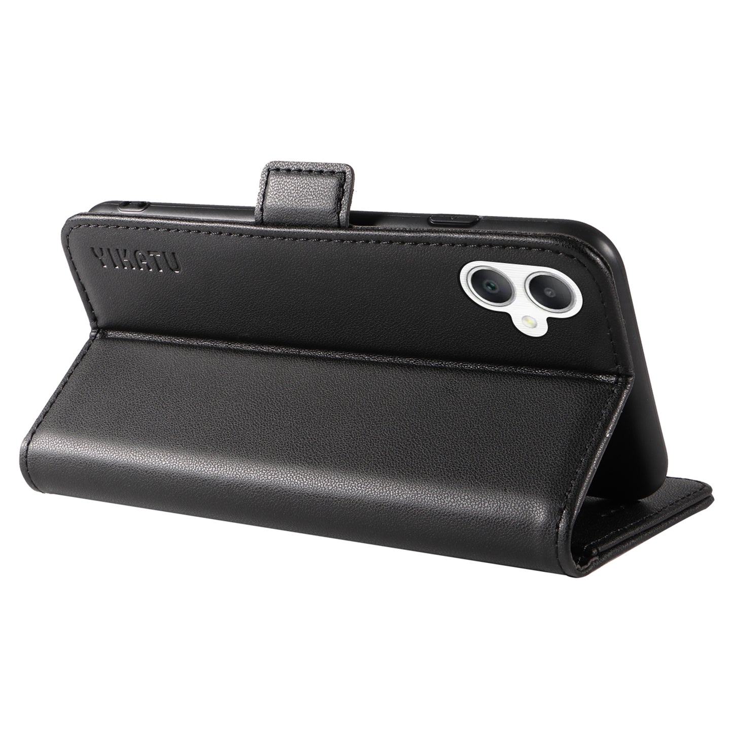 YIKATU YK-003 For Samsung Galaxy A06 Case Wallet Stand Leather Phone Cover Side Buckle - Black