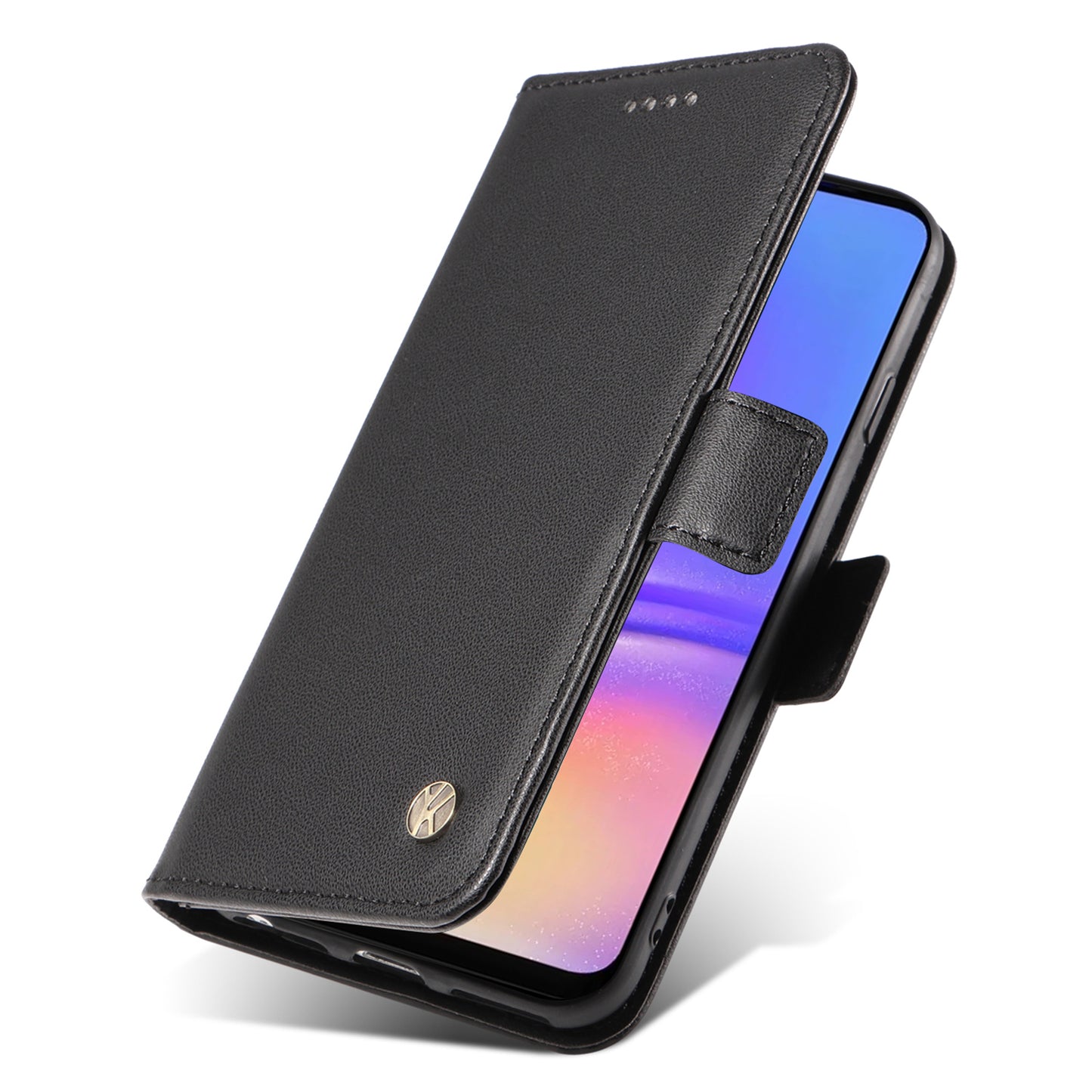YIKATU YK-003 For Samsung Galaxy A06 Case Wallet Stand Leather Phone Cover Side Buckle - Black