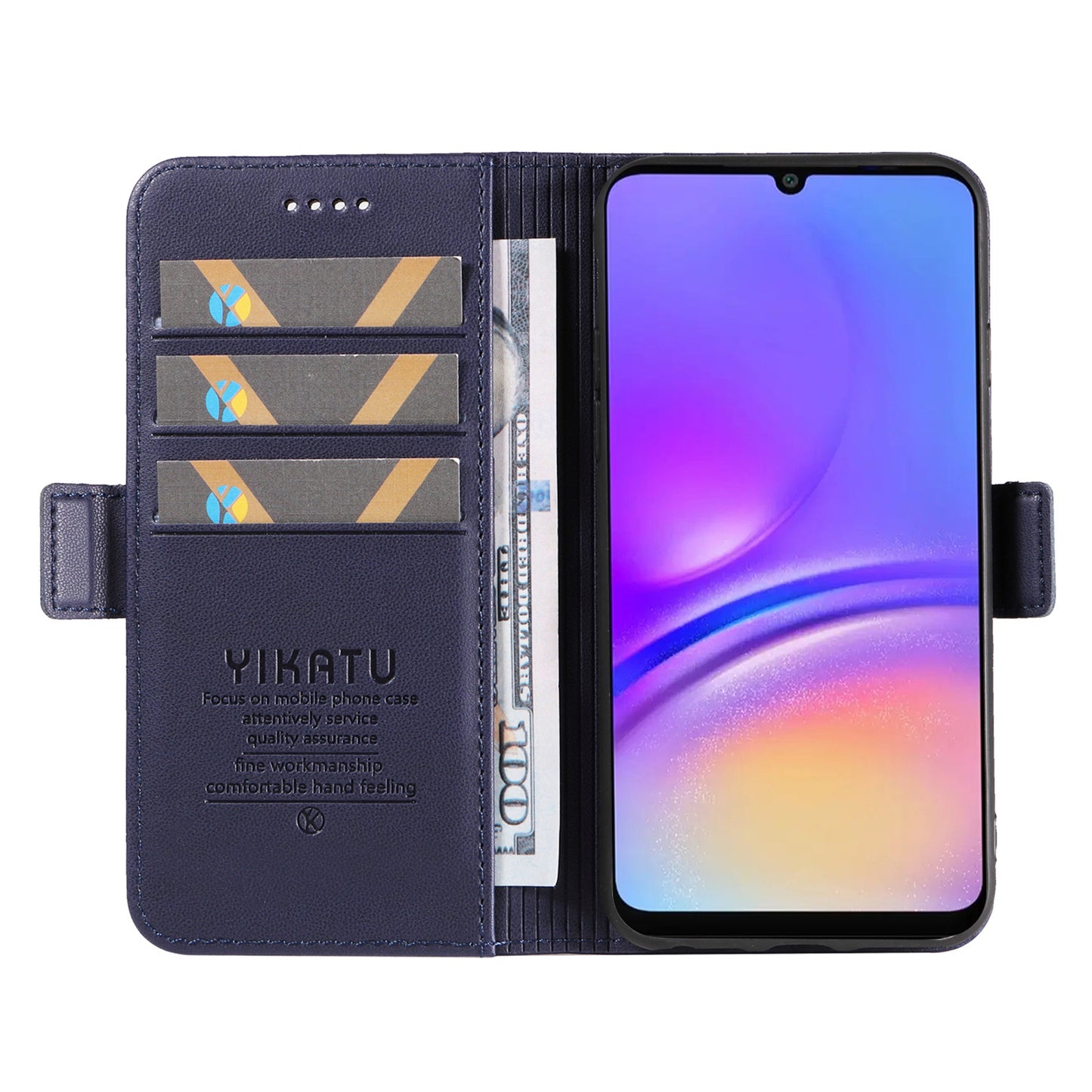 YIKATU YK-003 For Samsung Galaxy A06 Case Wallet Stand Leather Phone Cover Side Buckle - Sapphire