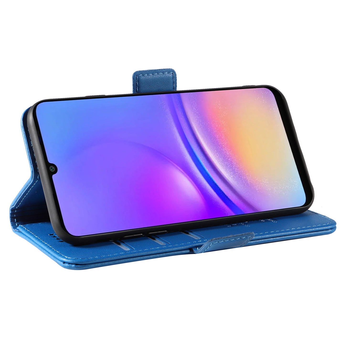 YIKATU YK-003 For Samsung Galaxy A06 Case Wallet Stand Leather Phone Cover Side Buckle - Sky Blue
