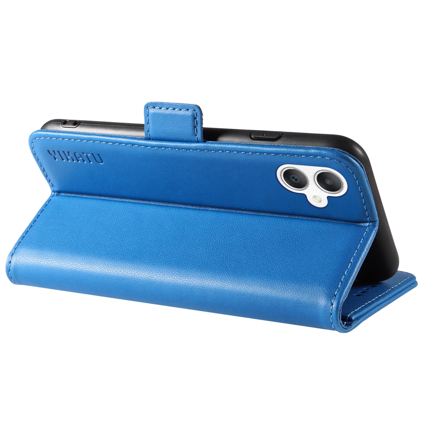 YIKATU YK-003 For Samsung Galaxy A06 Case Wallet Stand Leather Phone Cover Side Buckle - Sky Blue