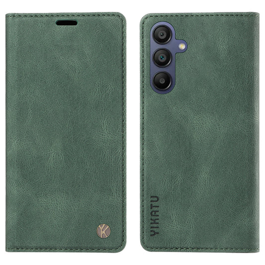YIKATU YK-004 For Samsung Galaxy A16 5G / A16 4G Case Leather Skin-Touch Phone Cover Magnetic Auto-Absorbed - Green