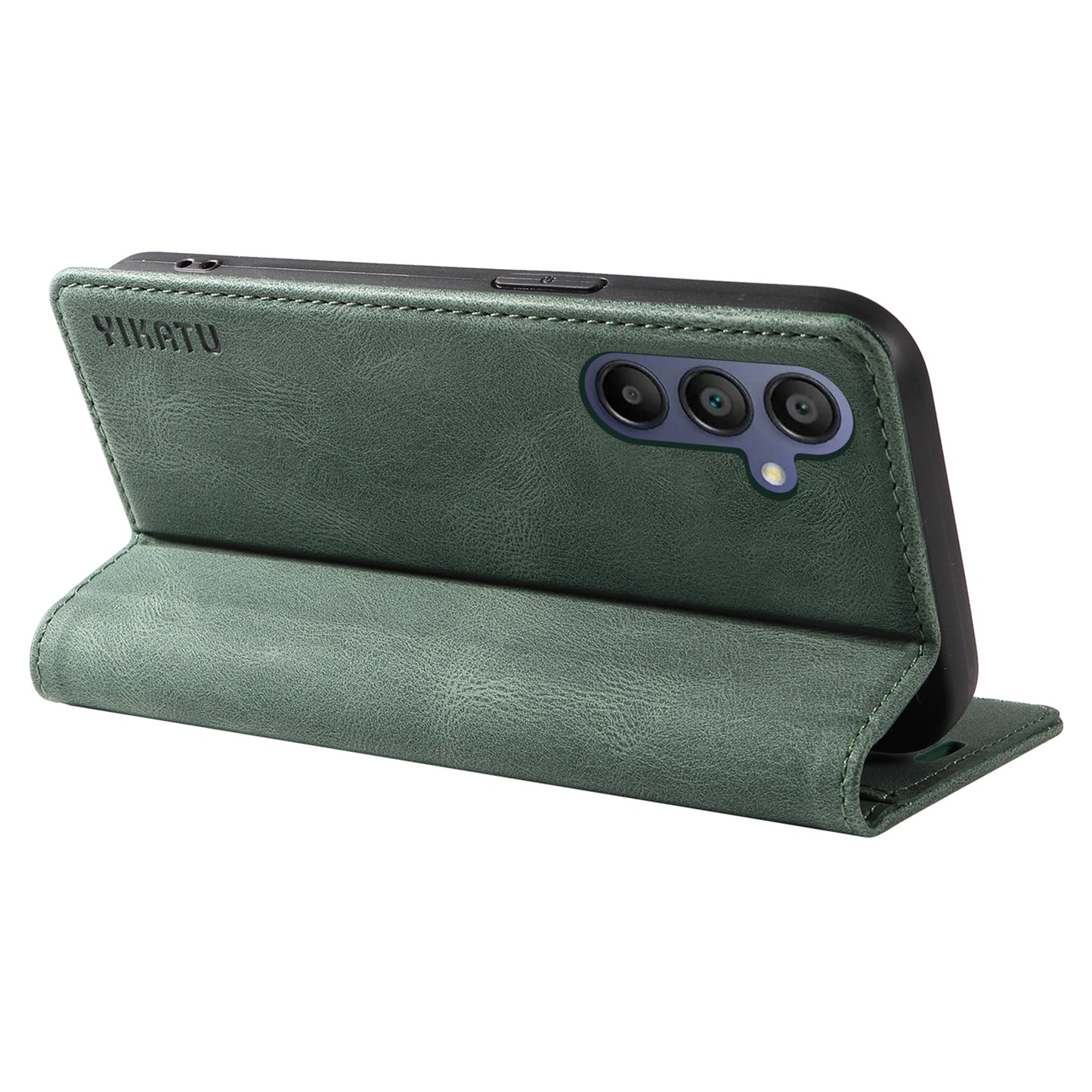 YIKATU YK-004 For Samsung Galaxy A16 5G / A16 4G Case Leather Skin-Touch Phone Cover Magnetic Auto-Absorbed - Green