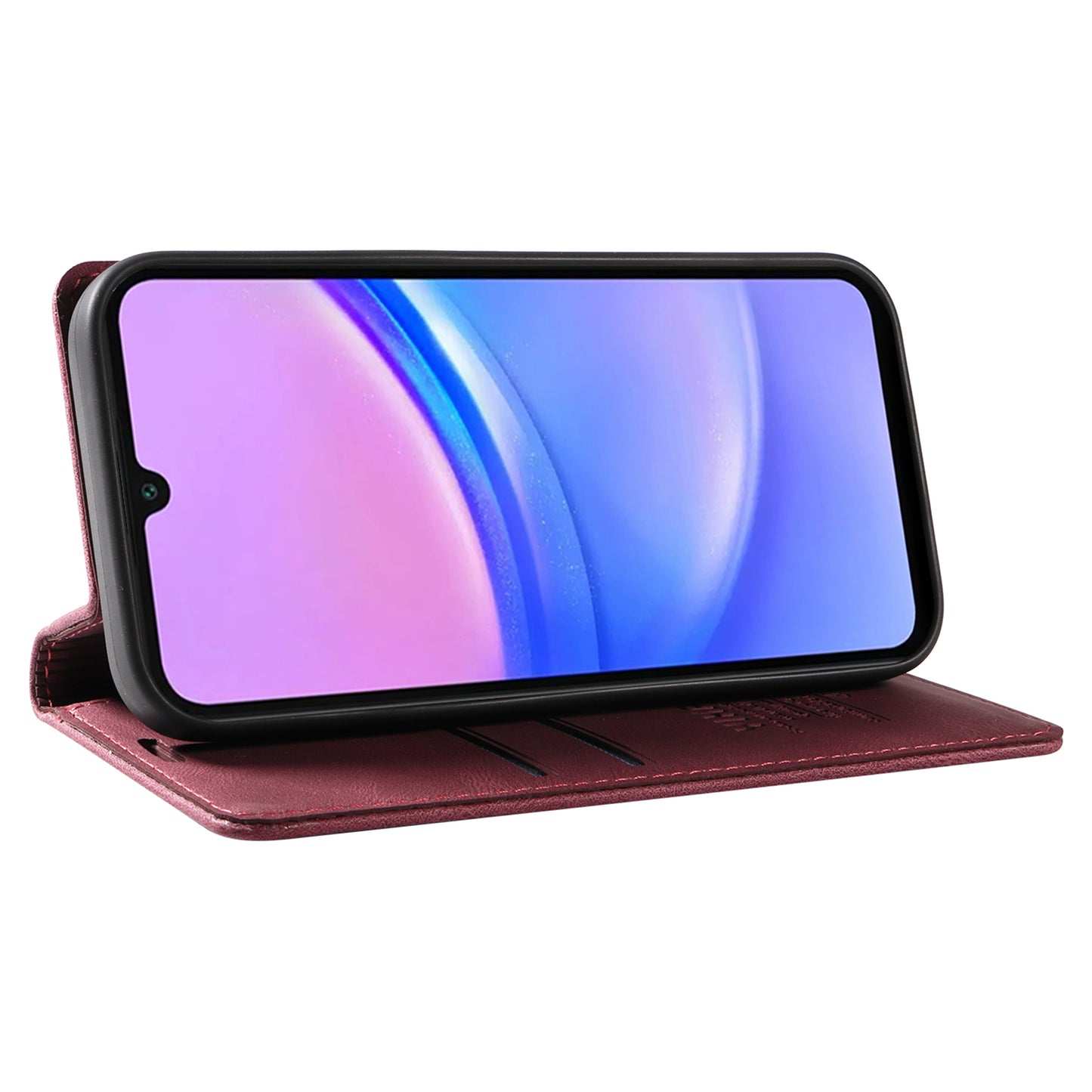 YIKATU YK-004 For Samsung Galaxy A16 5G / A16 4G Case Leather Skin-Touch Phone Cover Magnetic Auto-Absorbed - Wine Red