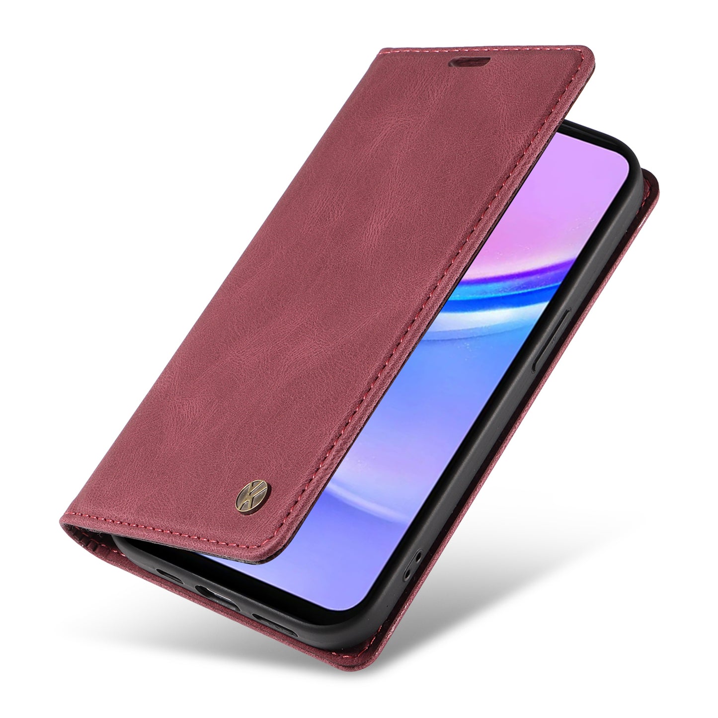 YIKATU YK-004 For Samsung Galaxy A16 5G / A16 4G Case Leather Skin-Touch Phone Cover Magnetic Auto-Absorbed - Wine Red