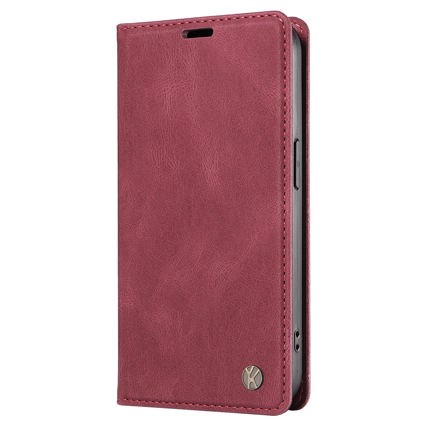 YIKATU YK-004 For Samsung Galaxy A16 5G / A16 4G Case Leather Skin-Touch Phone Cover Magnetic Auto-Absorbed - Wine Red