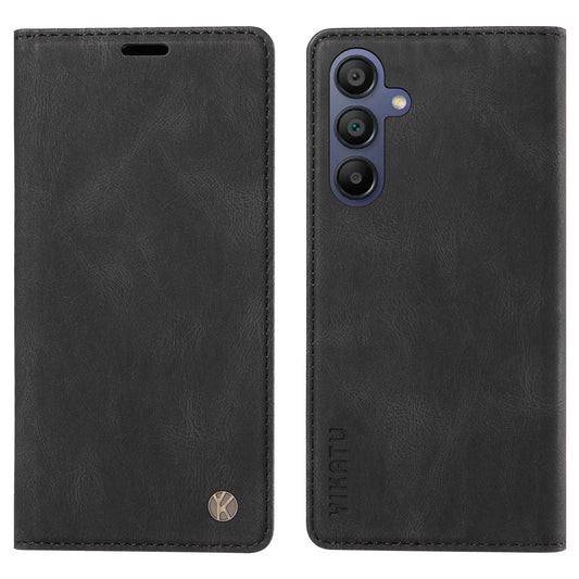 YIKATU YK-004 For Samsung Galaxy A16 5G / A16 4G Case Leather Skin-Touch Phone Cover Magnetic Auto-Absorbed - Black