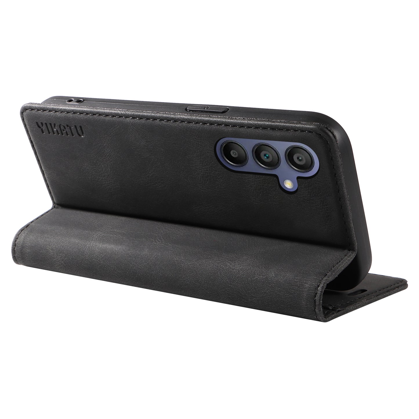 YIKATU YK-004 For Samsung Galaxy A16 5G / A16 4G Case Leather Skin-Touch Phone Cover Magnetic Auto-Absorbed - Black