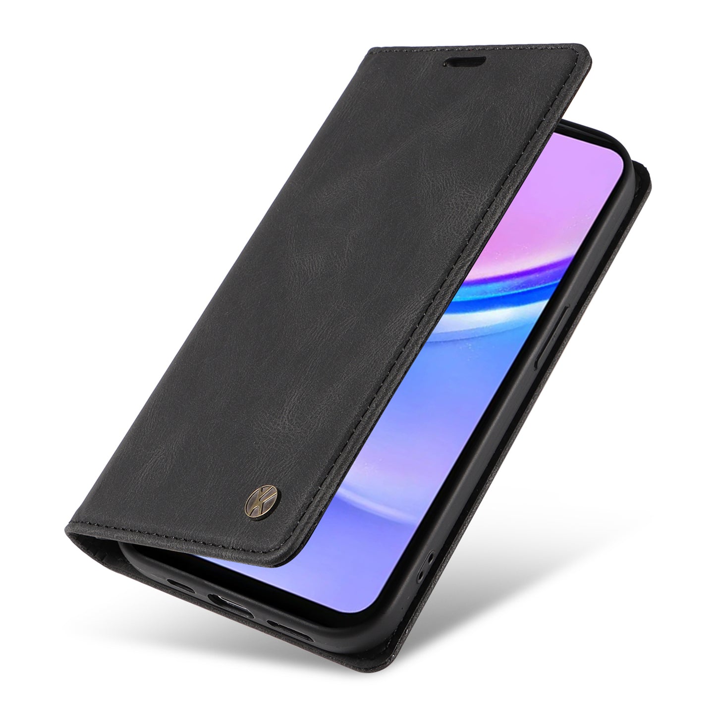 YIKATU YK-004 For Samsung Galaxy A16 5G / A16 4G Case Leather Skin-Touch Phone Cover Magnetic Auto-Absorbed - Black