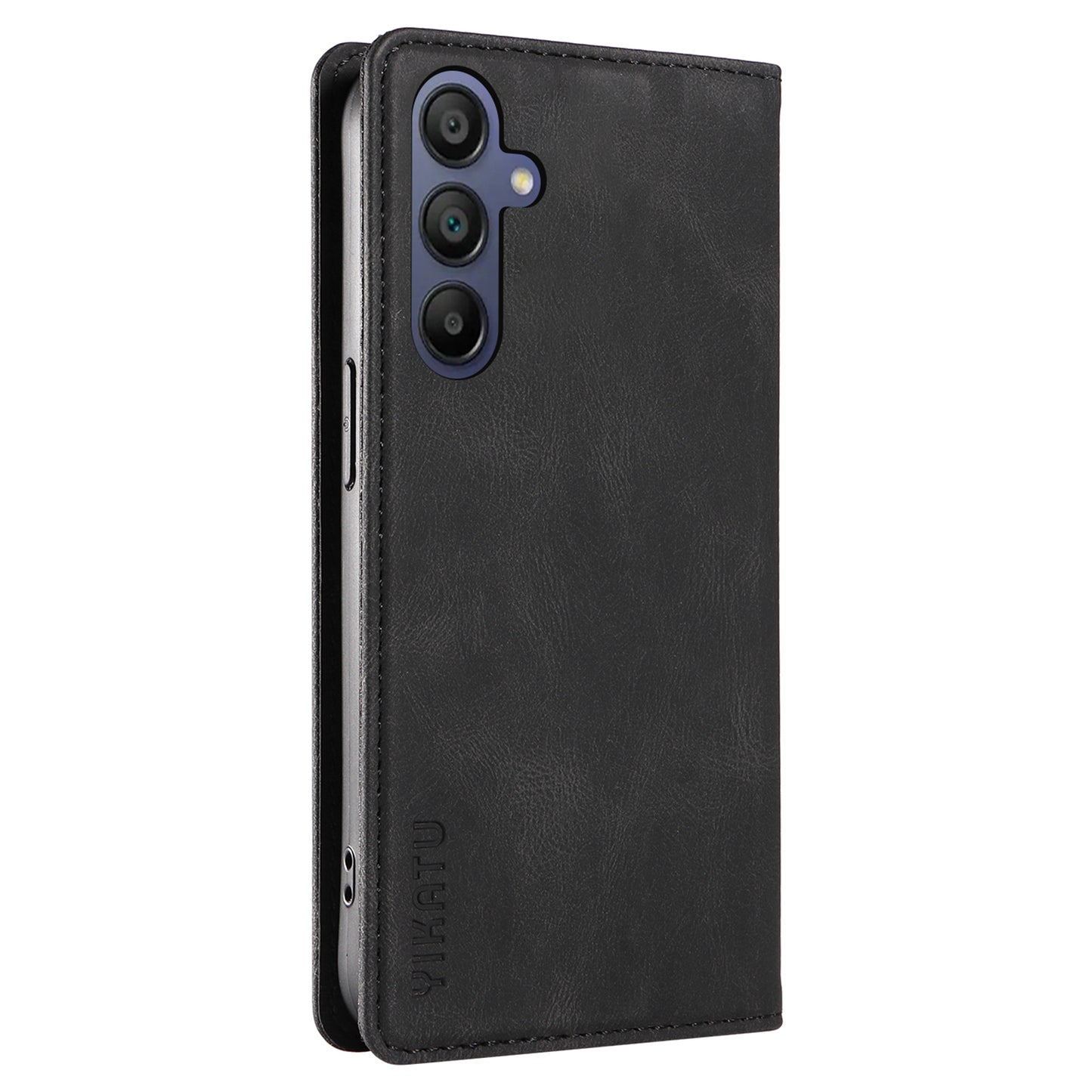 YIKATU YK-004 For Samsung Galaxy A16 5G / A16 4G Case Leather Skin-Touch Phone Cover Magnetic Auto-Absorbed - Black