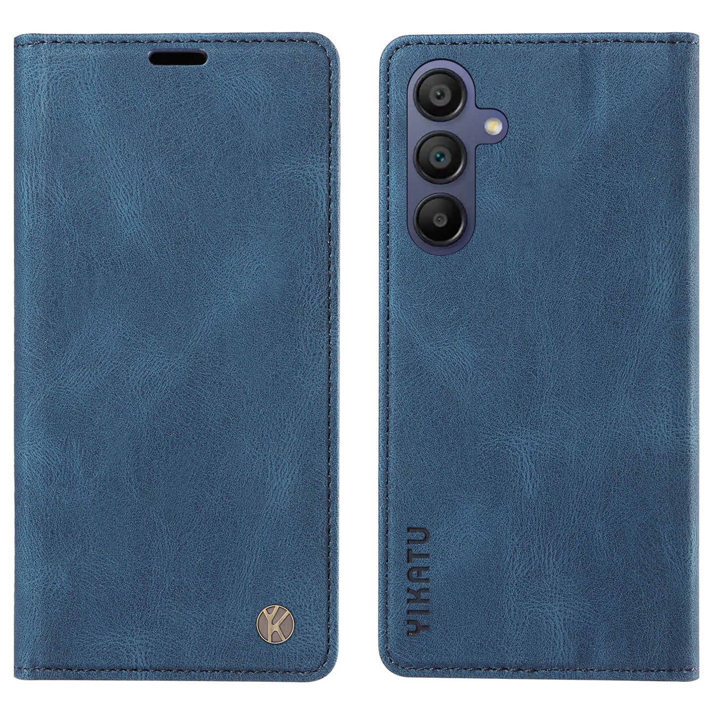 YIKATU YK-004 For Samsung Galaxy A16 5G / A16 4G Case Leather Skin-Touch Phone Cover Magnetic Auto-Absorbed - Blue