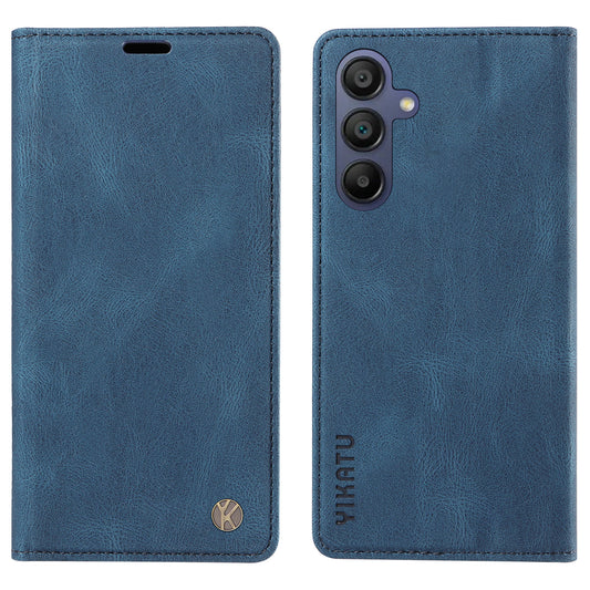 YIKATU YK-004 For Samsung Galaxy A16 5G / A16 4G Case Leather Skin-Touch Phone Cover Magnetic Auto-Absorbed - Blue