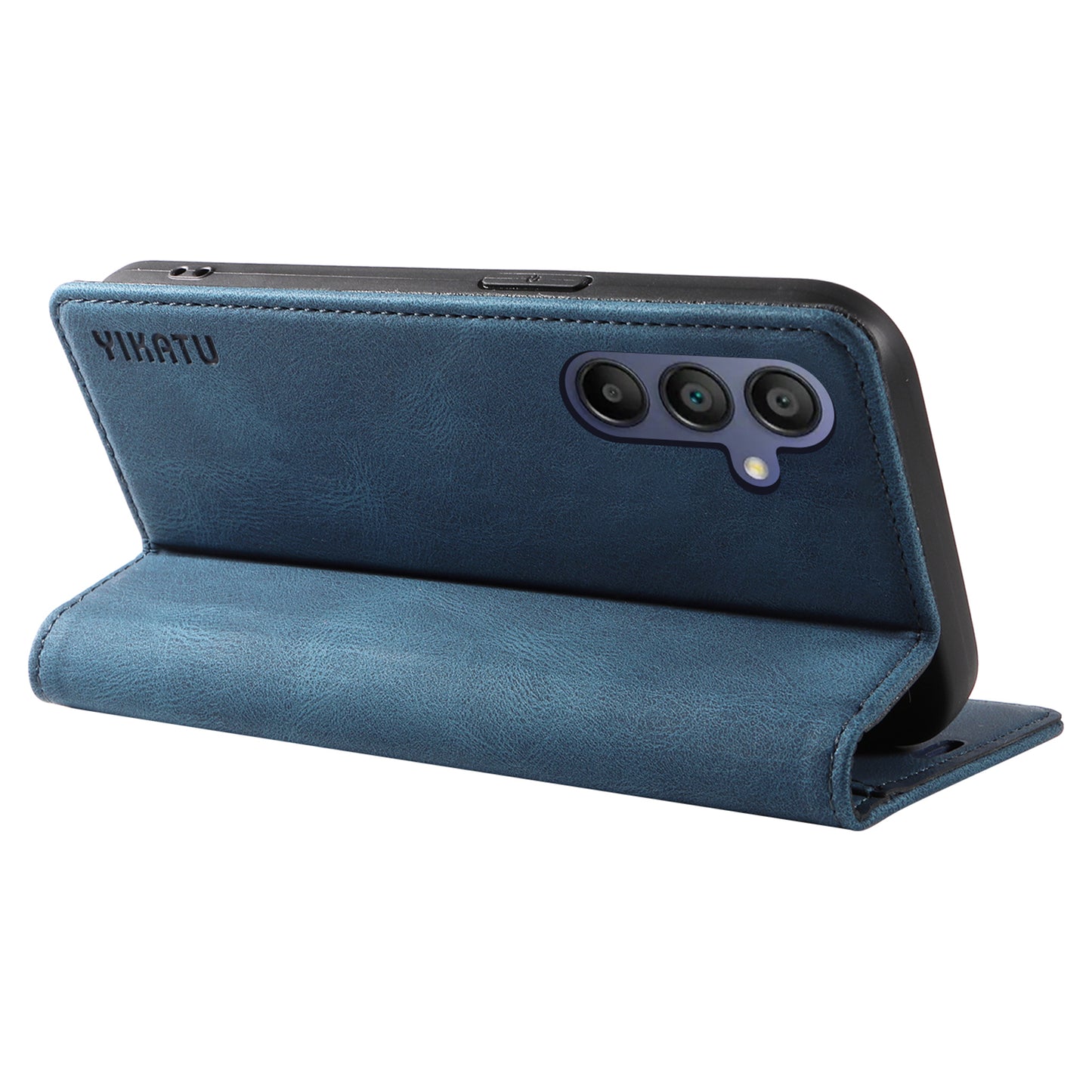 YIKATU YK-004 For Samsung Galaxy A16 5G / A16 4G Case Leather Skin-Touch Phone Cover Magnetic Auto-Absorbed - Blue