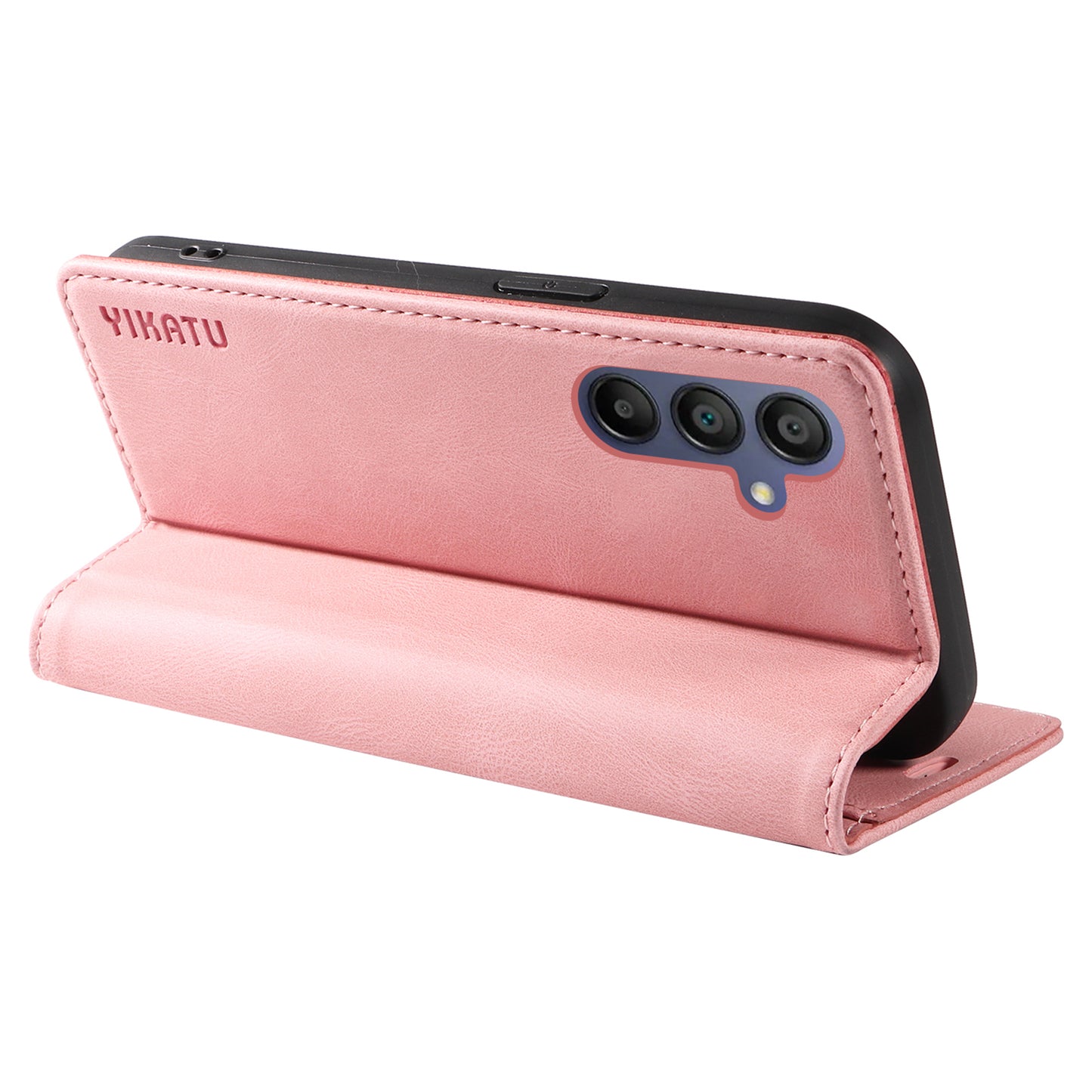 YIKATU YK-004 For Samsung Galaxy A16 5G / A16 4G Case Leather Skin-Touch Phone Cover Magnetic Auto-Absorbed - Pink