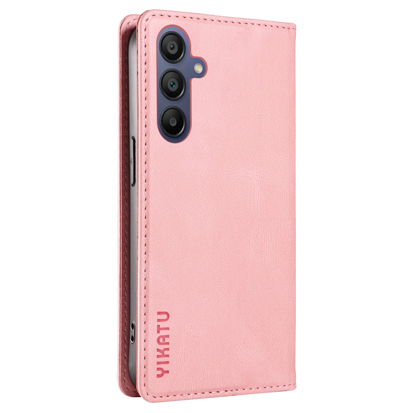 YIKATU YK-004 For Samsung Galaxy A16 5G / A16 4G Case Leather Skin-Touch Phone Cover Magnetic Auto-Absorbed - Pink