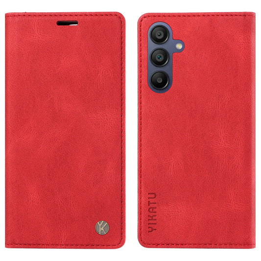 YIKATU YK-004 For Samsung Galaxy A16 5G / A16 4G Case Leather Skin-Touch Phone Cover Magnetic Auto-Absorbed - Red