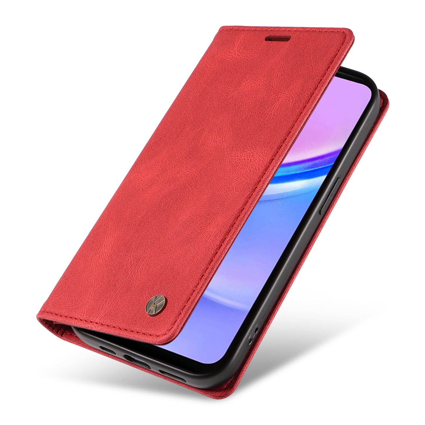 YIKATU YK-004 For Samsung Galaxy A16 5G / A16 4G Case Leather Skin-Touch Phone Cover Magnetic Auto-Absorbed - Red