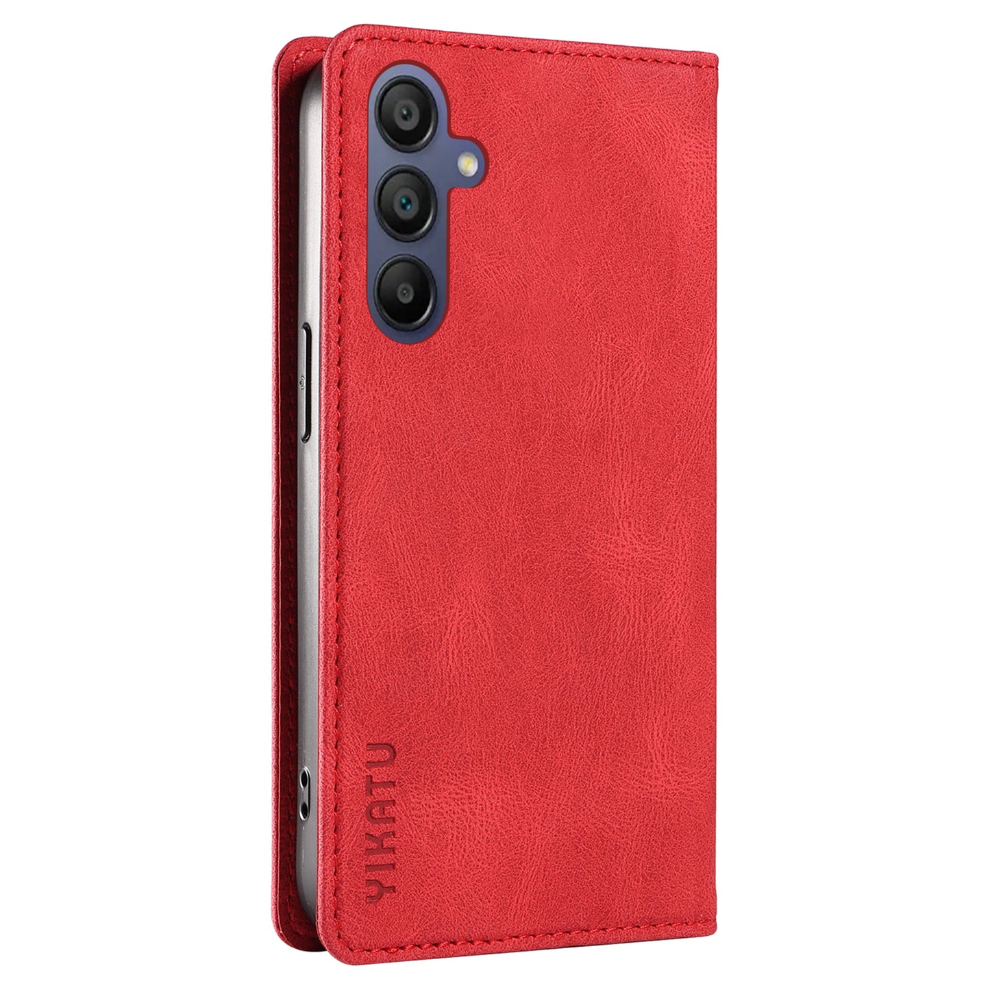 YIKATU YK-004 For Samsung Galaxy A16 5G / A16 4G Case Leather Skin-Touch Phone Cover Magnetic Auto-Absorbed - Red