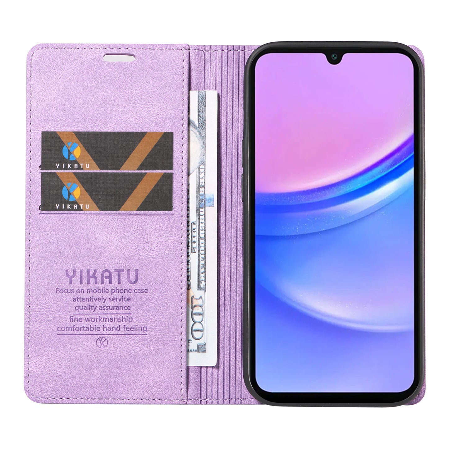 YIKATU YK-004 For Samsung Galaxy A16 5G / A16 4G Case Leather Skin-Touch Phone Cover Magnetic Auto-Absorbed - Purple