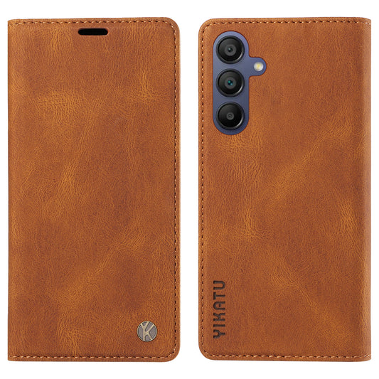 YIKATU YK-004 For Samsung Galaxy A16 5G / A16 4G Case Leather Skin-Touch Phone Cover Magnetic Auto-Absorbed - Brown