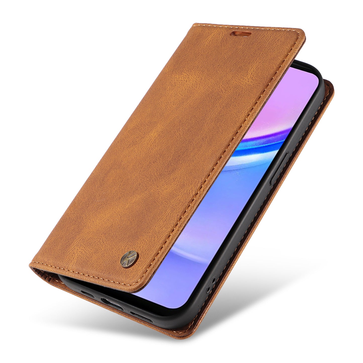 YIKATU YK-004 For Samsung Galaxy A16 5G / A16 4G Case Leather Skin-Touch Phone Cover Magnetic Auto-Absorbed - Brown
