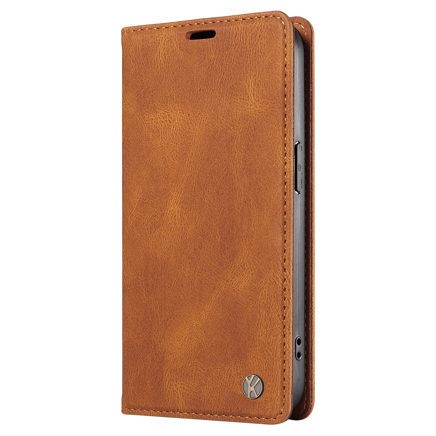 YIKATU YK-004 For Samsung Galaxy A16 5G / A16 4G Case Leather Skin-Touch Phone Cover Magnetic Auto-Absorbed - Brown