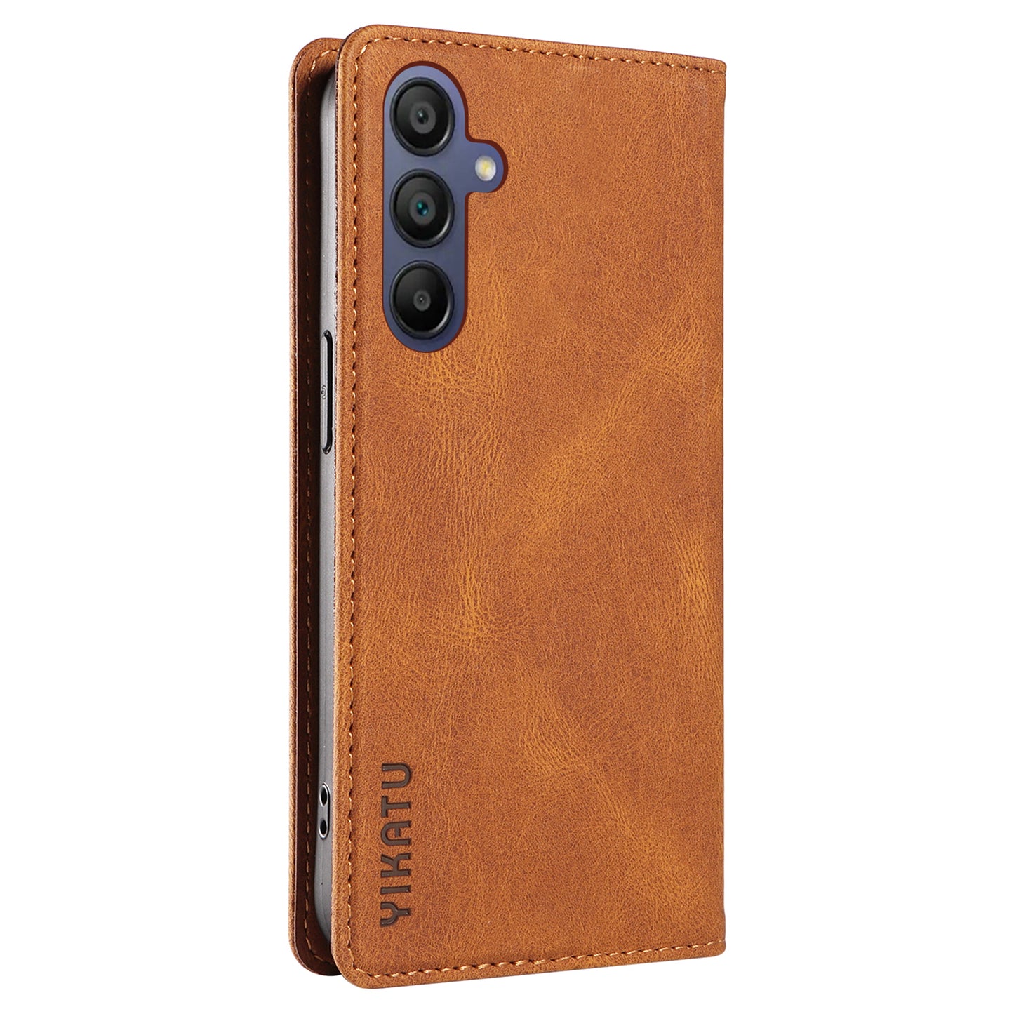 YIKATU YK-004 For Samsung Galaxy A16 5G / A16 4G Case Leather Skin-Touch Phone Cover Magnetic Auto-Absorbed - Brown